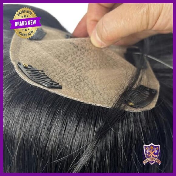 Silk Base Human Hair Topper 12x13cm 5 Clips Spot Bald Coverage main image 6
